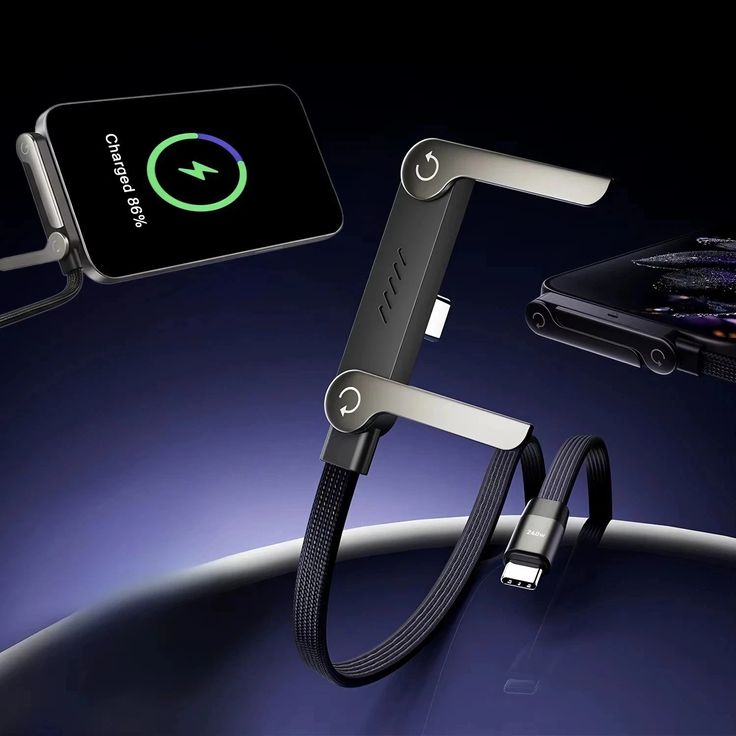 240W Fast Charging USB-C Cable with Foldable Phone Holder Stand | Type-C | 3M