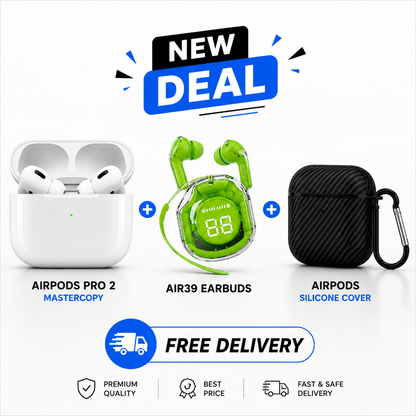 New Deal — AirPods Pro 2 Mastercopy + Air39 Earbuds + Silicone Cover | Free Delivery