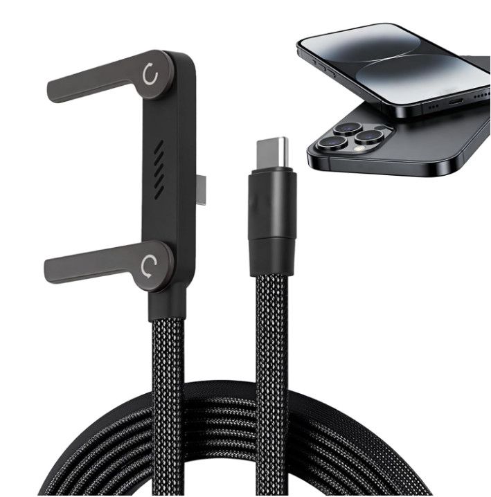 240W Fast Charging USB-C Cable with Foldable Phone Holder Stand | Type-C | 3M