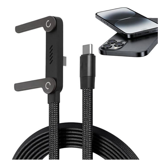 240W Fast Charging USB-C Cable with Foldable Phone Holder Stand | Type-C | 3M